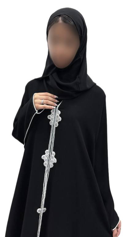 عباية كريب سراميك تطريز يدوي