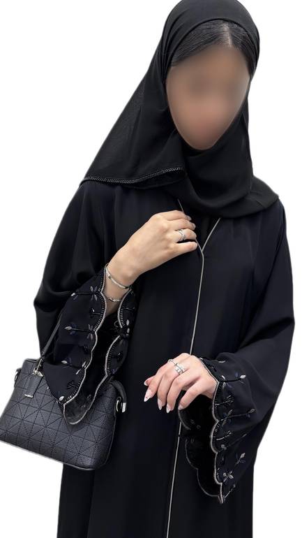 عباية كريب نواعم شك يدوي على الأكمام