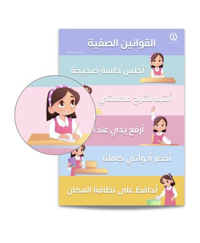 لوحة قوانين صفية - بنات