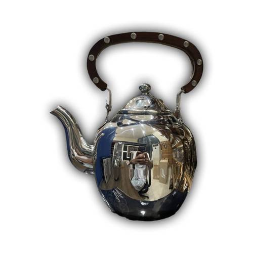 ابريق عربي استيل 1.2 لتر مقبض خشب