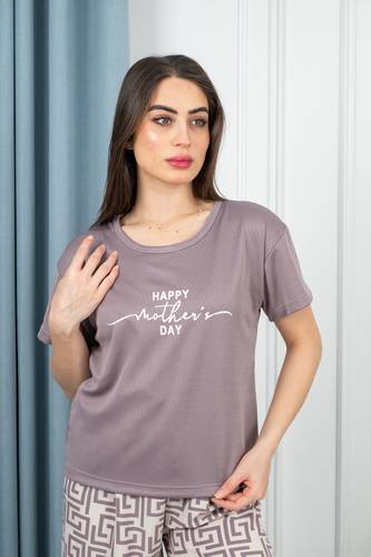 بيجامة بيت نسائية رقبة مستديرة