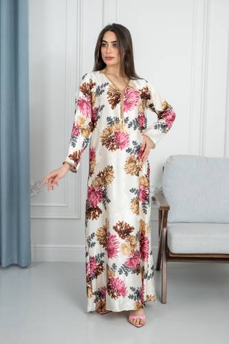 جلابية نسائية قماش جاكار ساتان