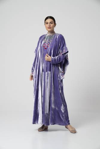 عباية مخمل موف - K536