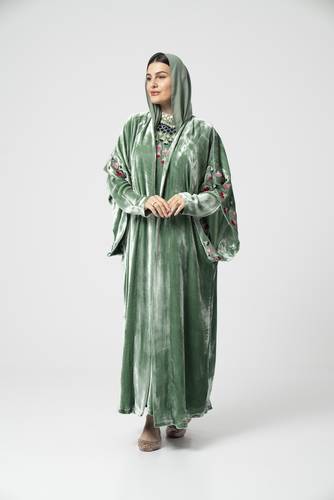  عباية مخمل أخضر فاتح - K537