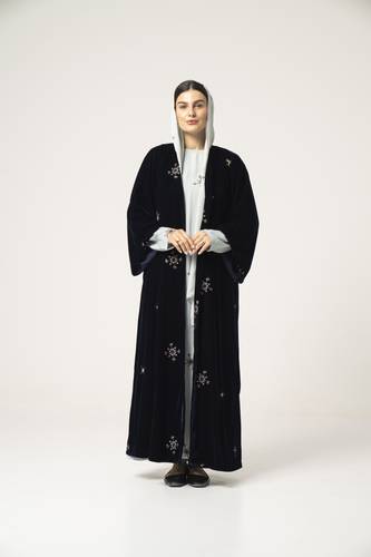 عباية مخمل باللون الكحلي - K522