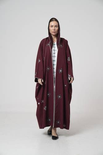 عباية صيفية باللون العنابي- K607