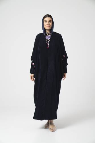 عباية مخمل كحلي - K535