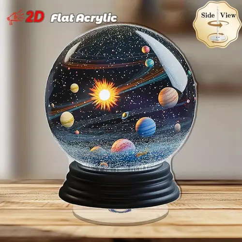 طقم ديكور مكتب أكريليك بتصميم فضاء ونجوم - 2 قطعة