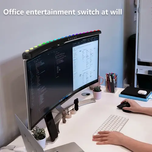 مصباح شاشة كمبيوتر RGB تفاعلي مع إيقاع الموسيقى وقابل للتعتيم