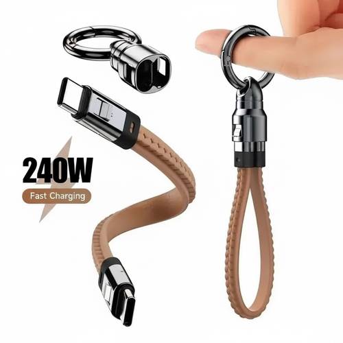 كابل شحن USB-C إلى USB-C بقوة 240 واط PD تصميم ميدالية قصير