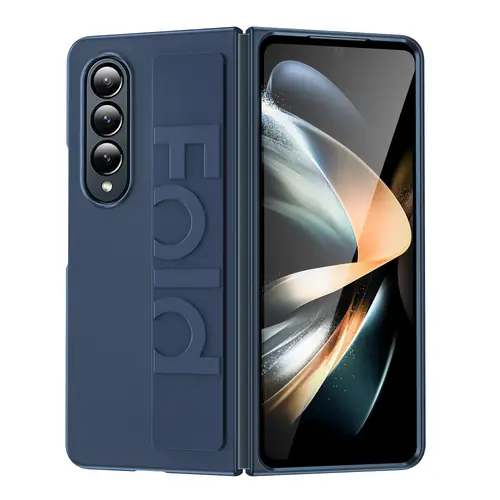 Luxury Silicone Elastic Wrist Strap Folding Case For Samsung Galaxy Z Fold 5 4 3 5G Ultra Thin Matte Clear Shockproof Hard Cover