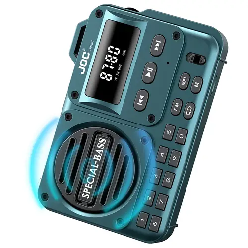 راديو FM محمول بلوتوث 5.4 قابل للشحن بشاشة LED