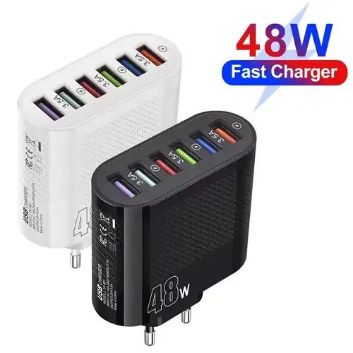 شاحن جداري 6 منافذ USB شحن سريع 48 واط بتقنية QC 3.0
