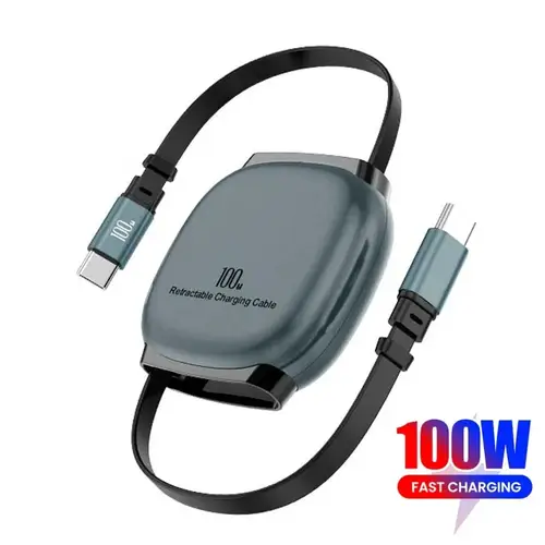 كابل شحن سريع USB-C إلى Type-C بقوة 100 واط قابل للسحب بطول 1 متر