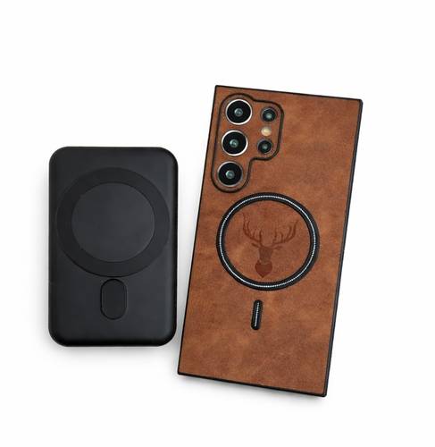 Deer silicone Magnetic phone case for Samsung Galaxy S25 24 23 22 21 Ultra plus For Magsafe Wireless Charge Cover leather  cases
