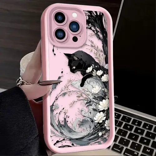 Oil Painting Artistic Cat Phone Case for IPhone 16 16E 15 14 13 12 11 Pro Max X XS X S Max XR SE 2020 SE4 7 8 Shockproof Cover