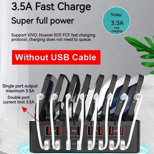 محطة شحن ذكية 150 واط بـ 16 منفذ USB وType-C فائقة السرعة