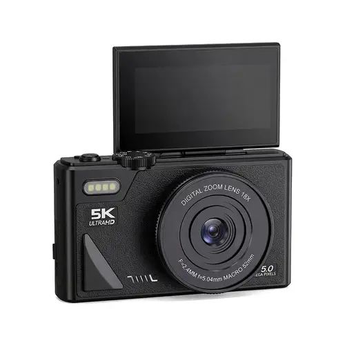 كاميرا رقمية 4K بتصميم كلاسيكي فاخر وشاشة قابلة للطي 180 درجة وتكبير 18X
