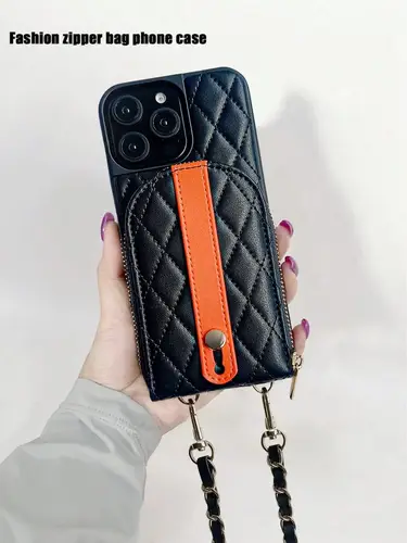 Luxury Lamb Print Half Round Patchwork Money Clip Wallet Fashion Phone Case with Seam Leather for iPhone 17/16/15/14/13/12/11