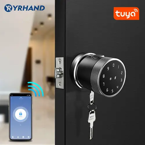 YRHAND قفل باب ذكي ديدبولت بلوتوث مع تطبيق تويا ودخول بدون مفتاح