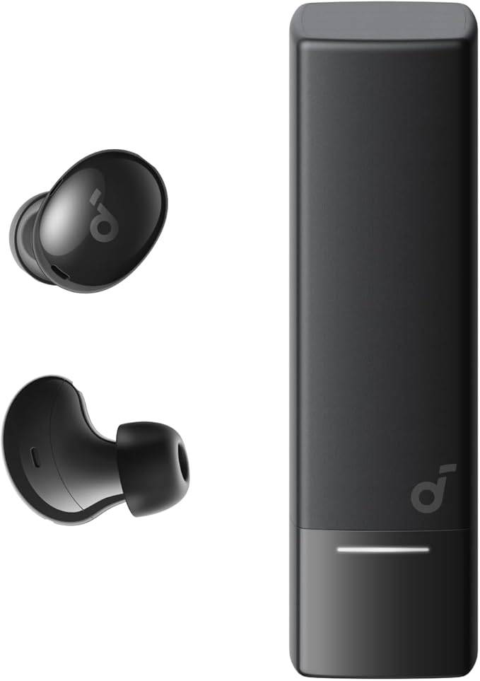 ساوند كور سماعات Soundcore A30i من Anker، سماعات أذن عازلة للضوضاء، تصميم أنيق على شكل أحمر شفاه، صغيرة الحجم، خفيفة الوزن، مريحة، إلغاء ضوضاء ذكي، صوت واضح، وقت تشغيل 24 ساعة، IP54، سماعات أذن لاسلكية، بلوتوث 5.4 - اسود  Black