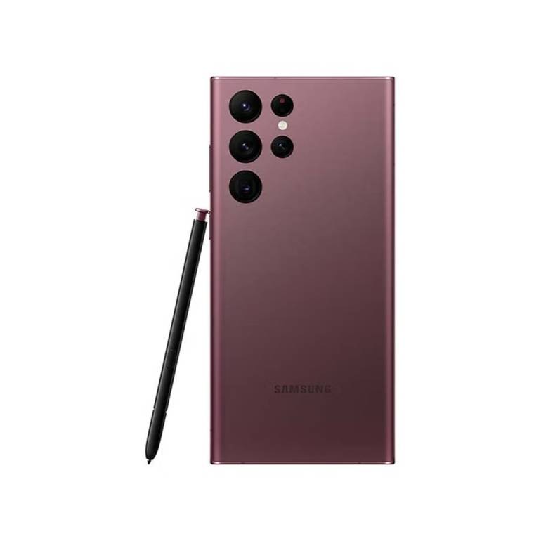سامسونج جالاكسي S22 ألترا ثنائي الشريحة بذاكرة رام 12GB وذاكرة داخلية 256GB ويدعم 5G مع سماعات - خمري