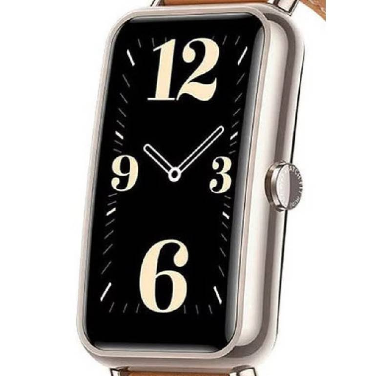 هواوي ساعة يد رياضية فيت ميني بسوار من الجلد وهيكل من الألومنيوم وبتصميم صغير الحجم وخفيف الوزن - ذهبي