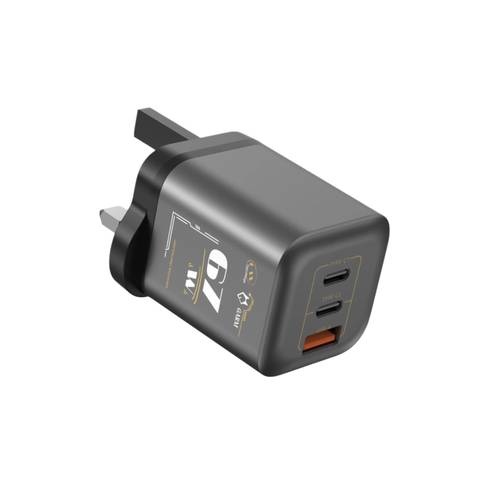 قرم شاحن جداري بقوة 67 واط بتقنية الجان مخرجين تايب سي ومخرج USB