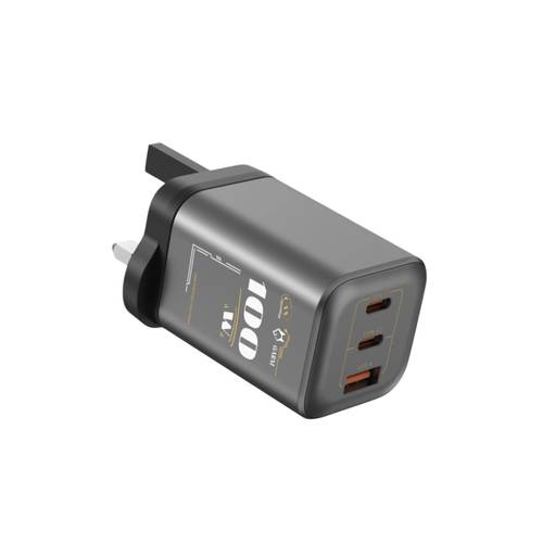 قرم شاحن جداري بقوة 100 واط بتقنية الجان مخرجين تايبس ومخرج USB