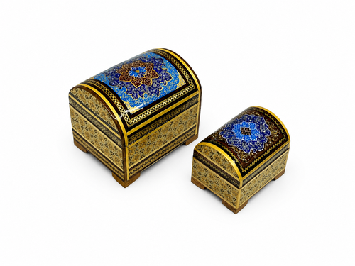 طقم صناديق مقوّسة فارسية (حبين) داخلي مخمل – صناعة يدوية فاخرة