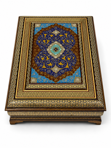 صندوق فارسي خاتم منقوش صناعة يدوية (أحجام كبيرة جدًا)