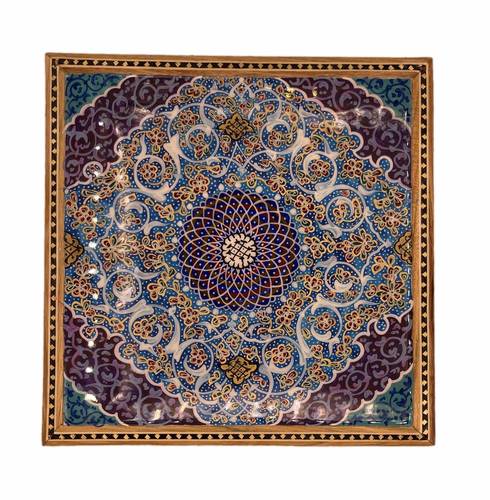 صندوق فارسي خاتم منقوش مربع - صناعة يدوية