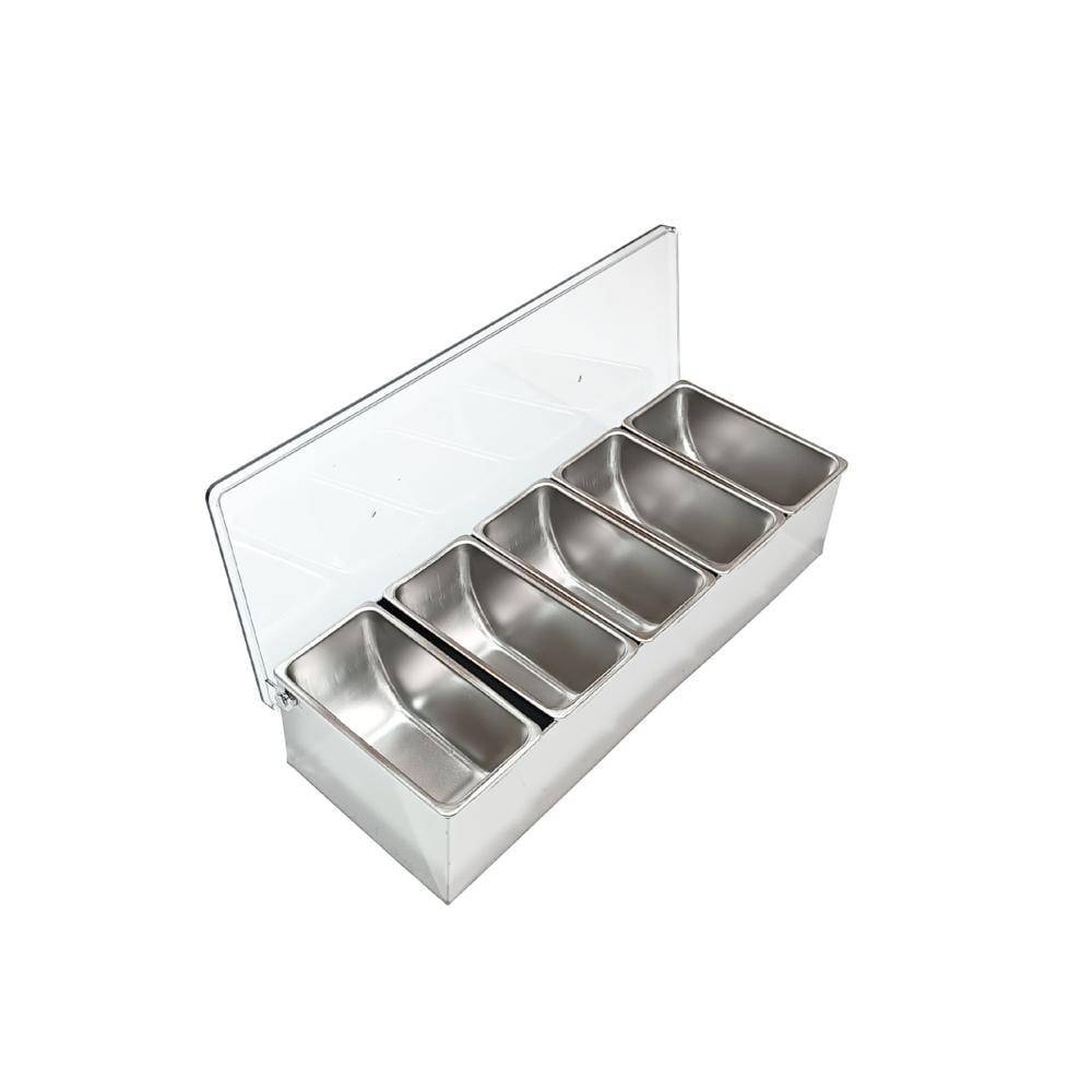 علب بهارات استيل  غطاء شفاف 5 خانات