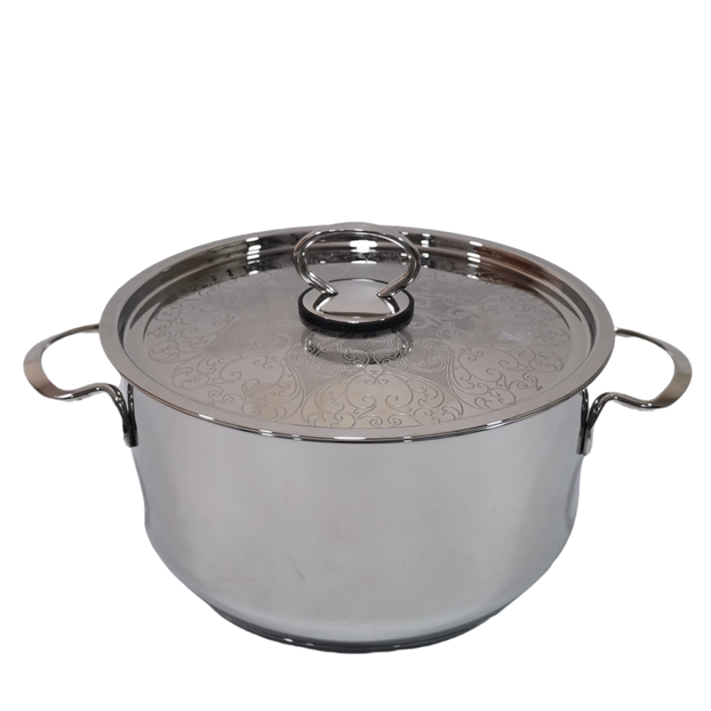 قدر استيل بغطاء مزخرف 16*30 سم
