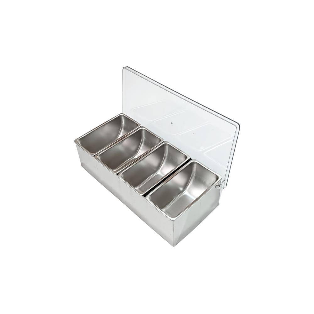 علب بهارات استيل  غطاء شفاف 4 خانات