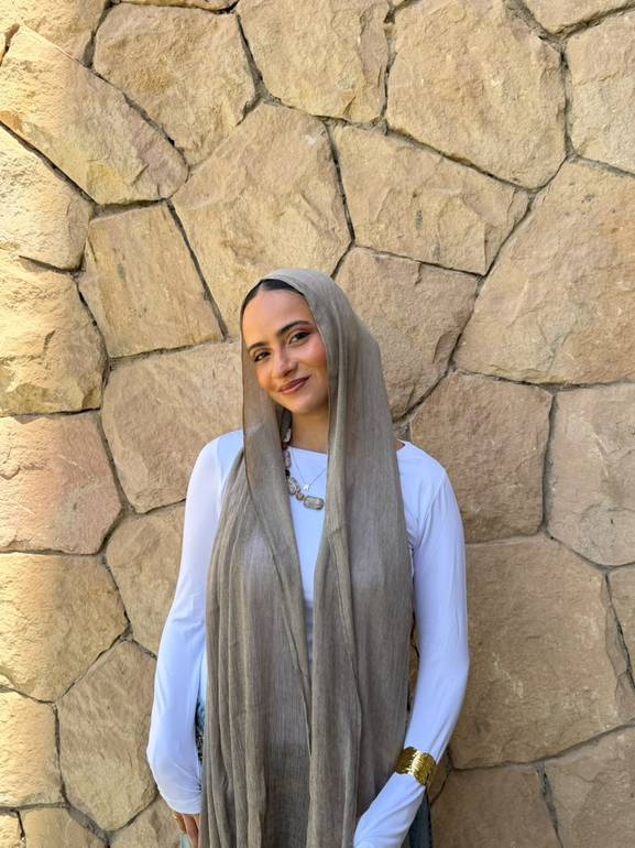 Ruffled cotton scarf - Greige
