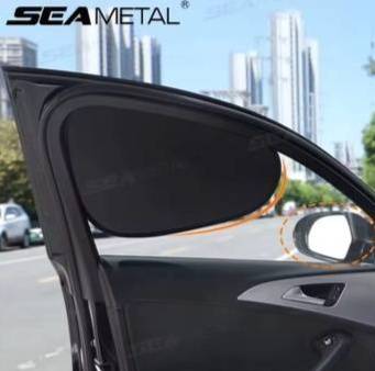 SEAMETAL 4-Layer سيارة الشمس الظل غطاء نافذة جانبية كهرباء الستائر حماية من الشمس 99.9% الأشعة فوق البنفسجية حجب ستائر قابلة للطي