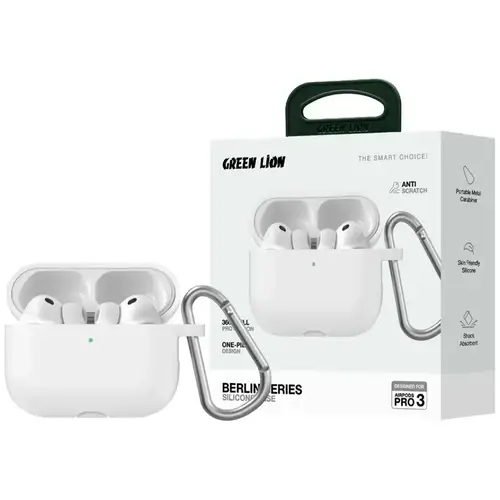 جراب سيليكون من سلسلة غرين ليون برلين لسماعات AirPods Pro 3 - ابيض