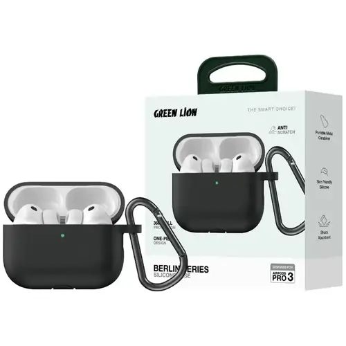 جراب سيليكون من سلسلة غرين ليون برلين لسماعات AirPods Pro 3 - اسود