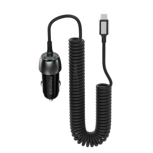 بروميت شاحن سيارة مع كابل USB-C™ ، شاحن DC عالمي بقدرة 33 واط بتقنية Power Delivery مع كابل ملفوف مدمج Type-C