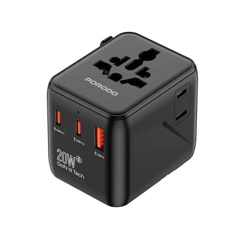 شاحن سفر عالمي Porodo PD20W + QC 3.0