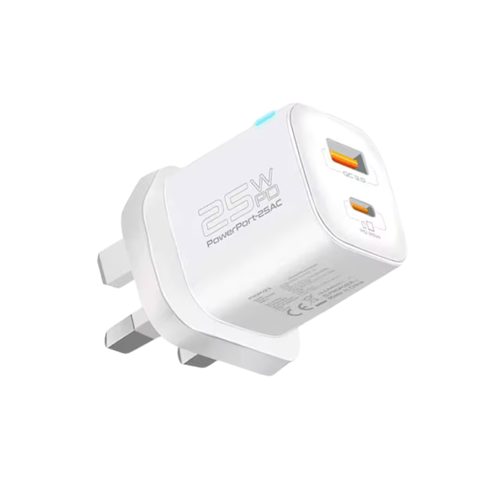 بروميت فيش شحن بمنفدين بقوة 25W ابيض