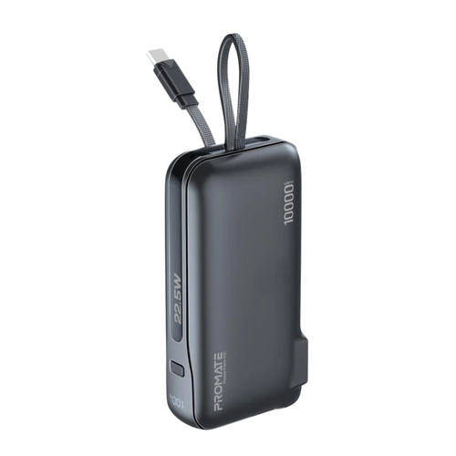 شاحن حائط وبطارية متنقلة فائقة الصغر وسريعة الشحن، مزودة بشاحن تيار متردد وكيبل USB-C مدمج لسهولة الاستخدام والشحن السريع Promate PowerPack-10C