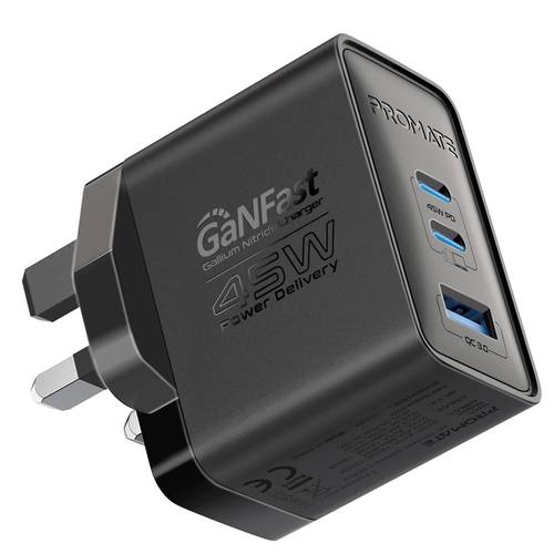 بروميت راس جداري 45 واط منفذين تايب سي ومنفذ يواس بي promate powerport-45