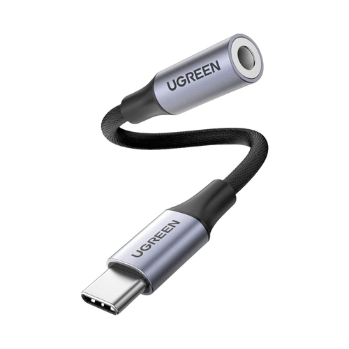 سلك صوت يوجرين من USB-C الى AUX بتقنية DAC مظفر - رمادي