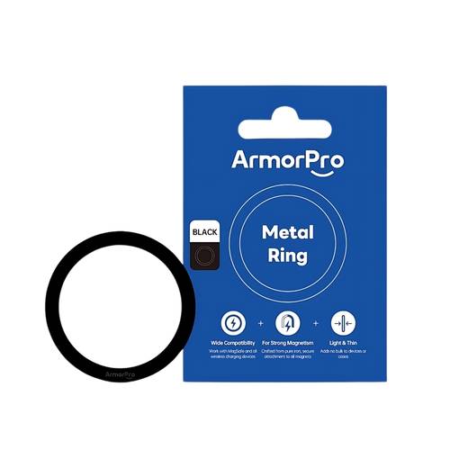 حلقة معدنية ArmorPro بلون أسود - حماية أنيقة ومتينة