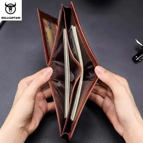بولكابتن محفظة جلدية أصلية ذكر العلامة التجارية مصمم الأعمال المحفظة متعددة الوظائف تخزين محفظة بطاقة تتفاعل حزمة المحفظة الرجال