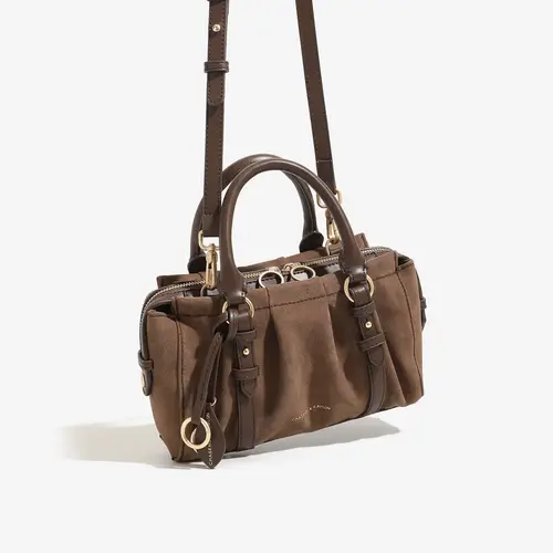 الرجعية الجلد المدبوغ مطوية حقيبة يد المرأة Crossbody النفط الشمع الجلود حقيبة مربعة صغيرة بوسطن حقيبة عنصر معدني سستة إغلاق الاستخدام اليومي