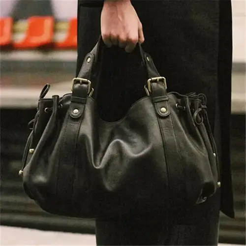 جديد خمر سعة كبيرة حقائب كتف المرأة ريترو برشام سيدة حقائب حمل حقيبة فاخرة لينة بولي Leather حقيبة جلدية كروسبودي