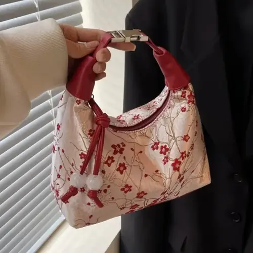 2025 حقيبة يد عادية مطرزة على الطراز الصيني المحافظ قماش Hanfu التطريز حقيبة يد سستة حقيبة كروسبودي شيونغسام حقيبة الطرف